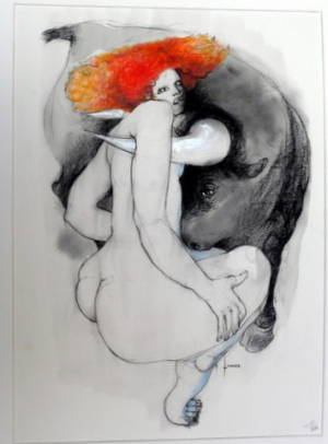 Galerie Montpellier | Pierre Lohner: Sans titre (femme et taureau)